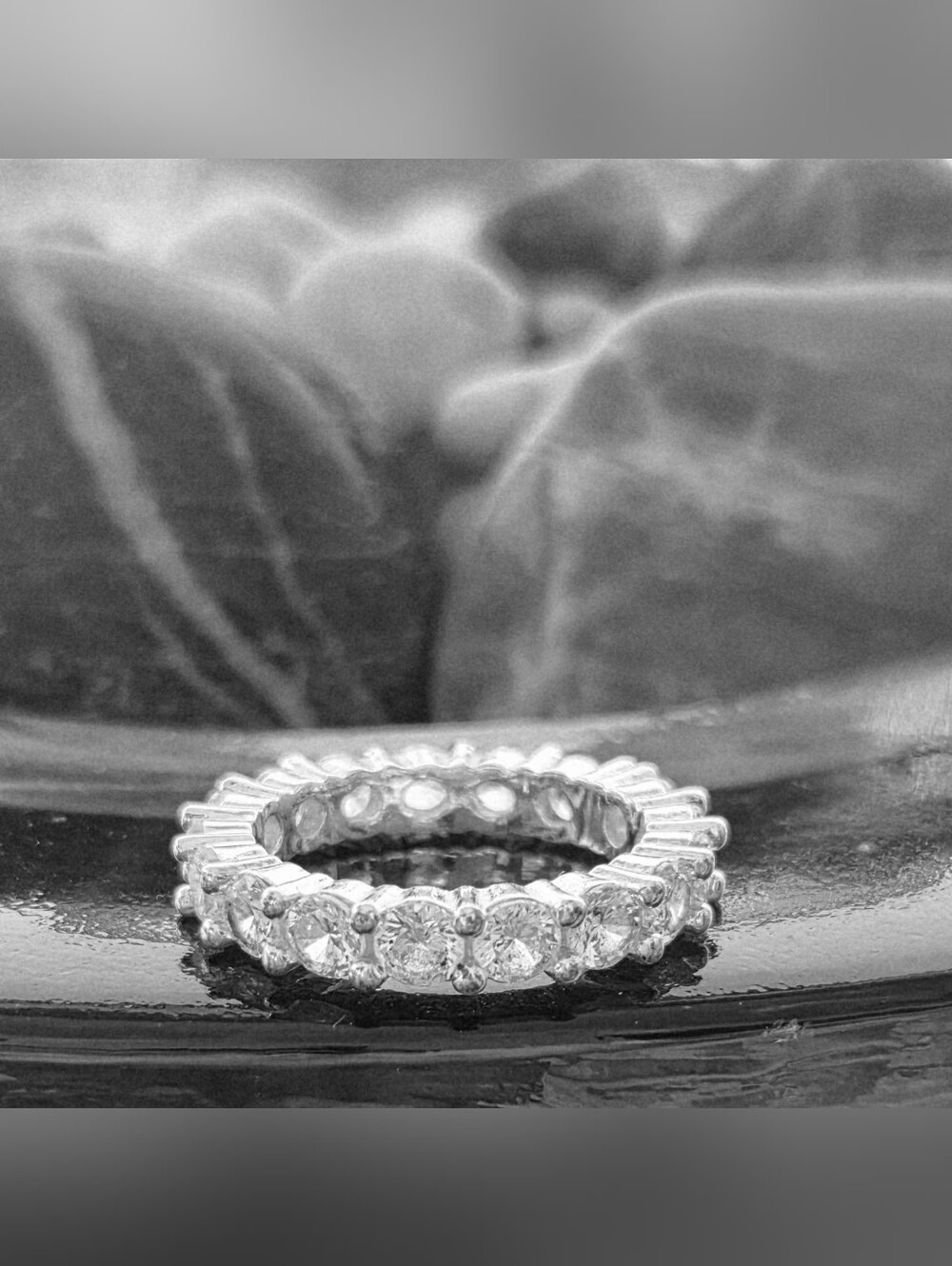 Macy’s Silver Plated Round Cut CZ Eternity Band Ring Heavy - Picture 5 of 5
